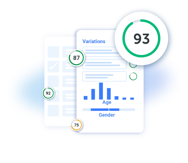 Screenshot of Anyword’s predictive performance score for AI-generated marketing copy