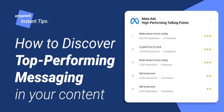 how to discover top-performing messaging in your content - high-performing talking points instant tip